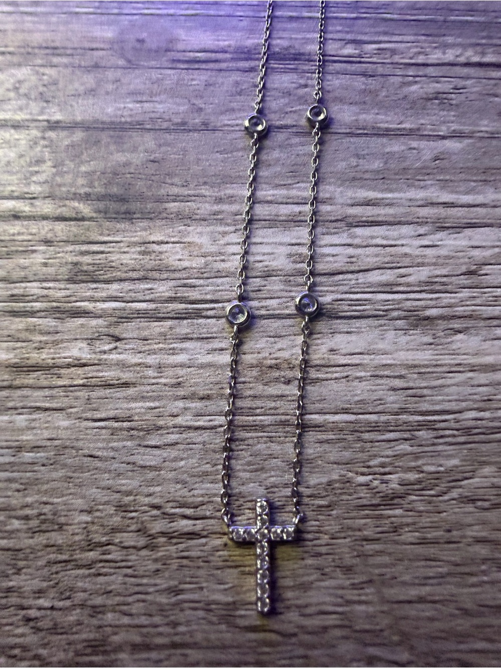 Macy's Sterling Silver Cross Pendant Necklace with Sparkly Stones